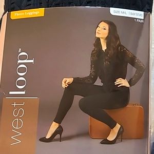 West Loop Black Textured Fleece Leggings M